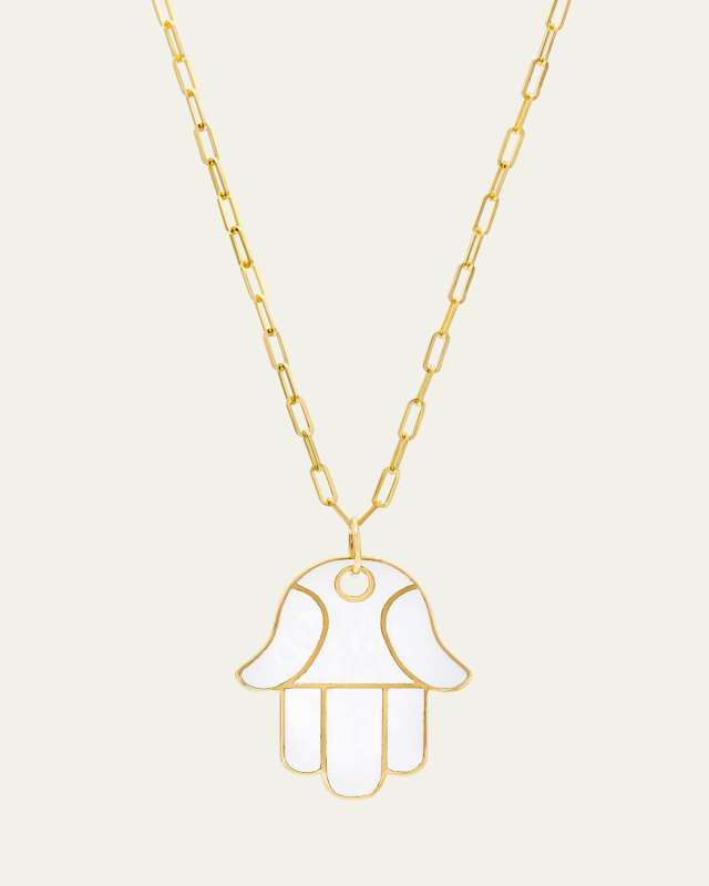 Hamsa Enamel Pendant Necklac